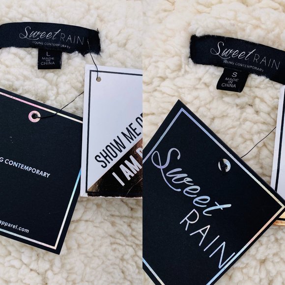 Reversible Teddy Sherpa Fur Open Front Hoodie Jacket With Pockets Cream NWT - Picture 8 of 8